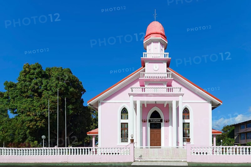 Pink Church, Ma'ohi Protestant, Getesemane, Mahina, Tahiti-Nui, Society Islands, Leeward Islands, French Polynesia, Oceania
