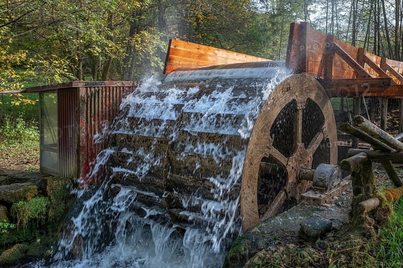 Old waterwheel on the Trubach, Egloffstein, Upper Franconia, Bavaria, Germany, Europe