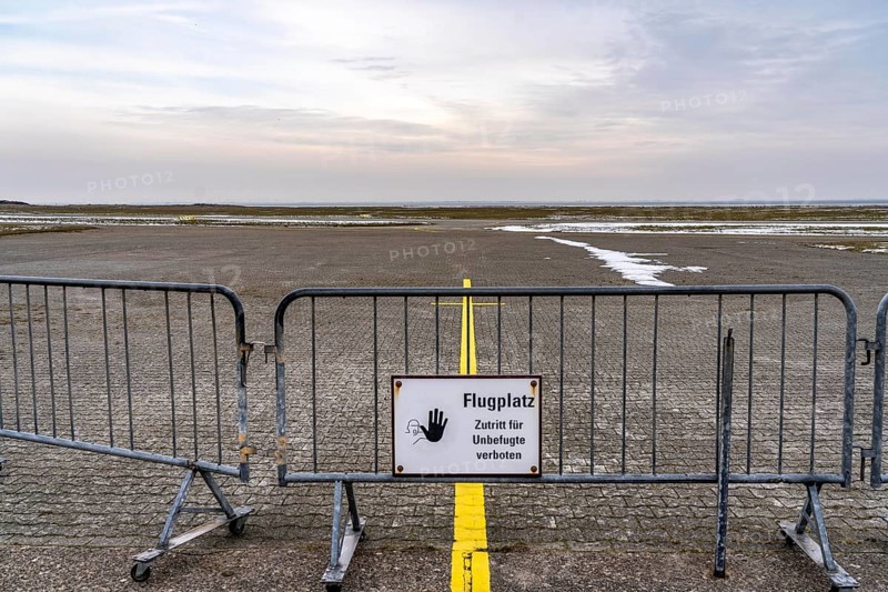 The East Frisian North Sea island of Juist in winter, Juist airfield, airfield, Lower Saxony, Germany, Europe
