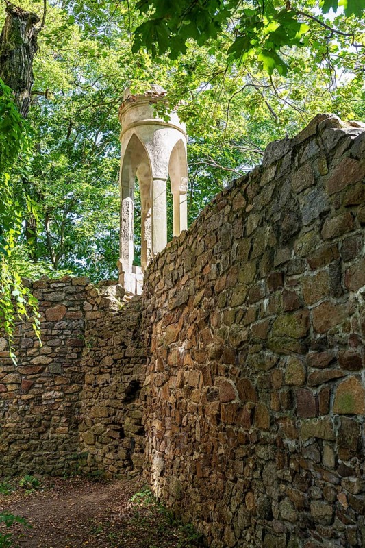 Artificial knight's castle ruin in Machern Castle Park, Saxony, Germany, Europe