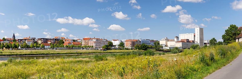 City view of Riesa with Elbe, Saxony, Germany, Europe