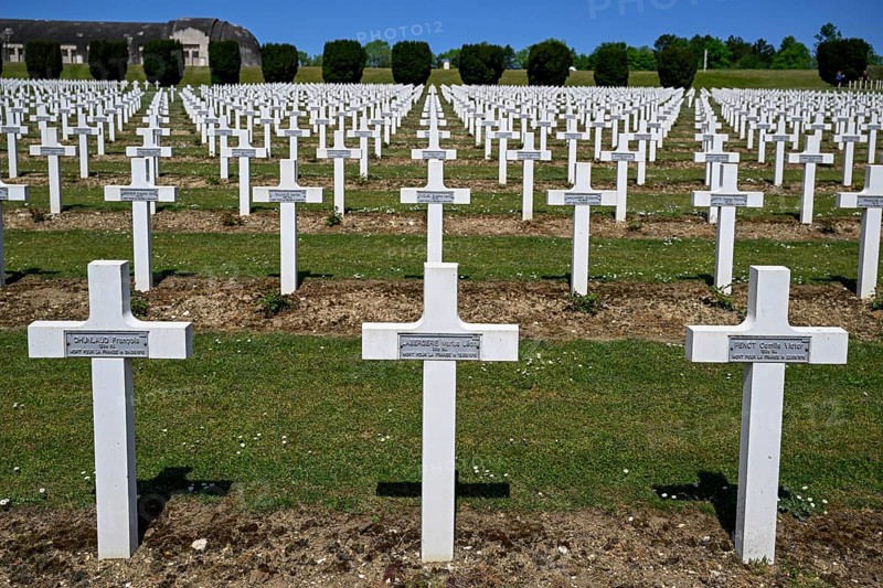 Crosses at the military cemetery near the Douaumont ossuary, First World War, Verdun, Grand Est region, France, Europe