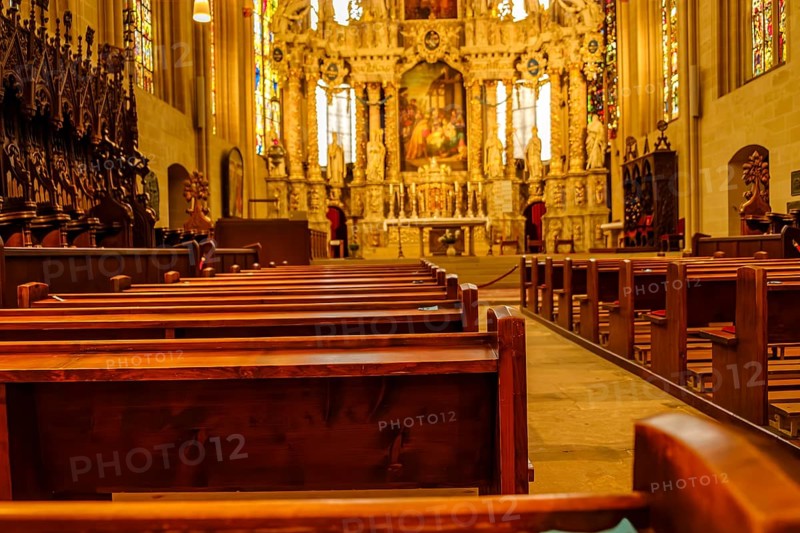 Nave and high altar, St Mary's Cathedral in Erfurt, Thuringia, Germany, for editorial use only, Europe
