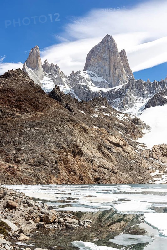Lagoon de los Tres in front of Mount Fitz Roy, Laguna de los Tres Trail, Mount Fitz Roy, El Chaltén, Santa Cruz Province, Argentina, South America