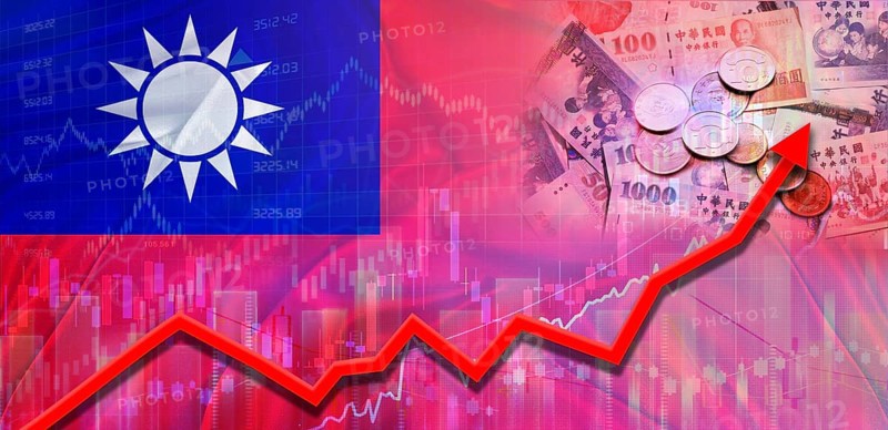Taiwan financial growth on market graph. Taiwan economic growth on financial graph