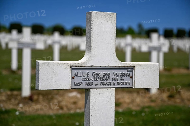 Cross at the military cemetery near the Douaumont ossuary, First World War, Verdun, Grand Est region, France, Europe