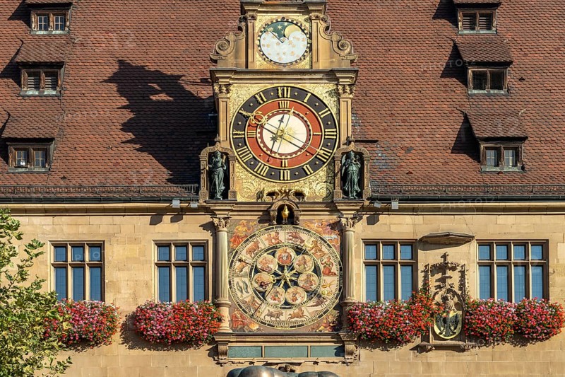 Historic astronomical clock at the town hall in Heilbronn, Baden-Württemberg, Germany, Europe