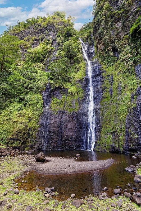 Cascade Vaimahuta, drop height 80 metres, Hitia?a O Te Ra, waterfall, les trois Cascades, Faarumai Valley, Tiarei, Tahiti-Nui, Society Islands, Leeward Islands, French Polynesia, Oceania