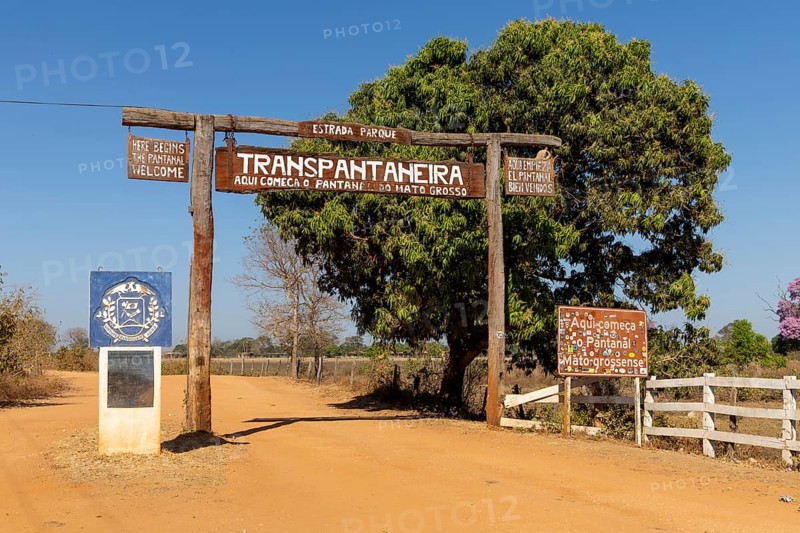 Transpantaneira entrance gate, Pantanal, Brazil, South America