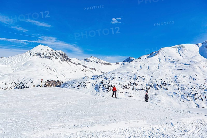 Ski slopes in the Lech Zürs ski area near Lech, Austria, Europe