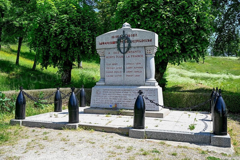 Memorial stone on the site of the destroyed village of Fleury-devant-Douaumont, Verdun battlefield, First World War, Verdun, Grand Est region, France, Europe