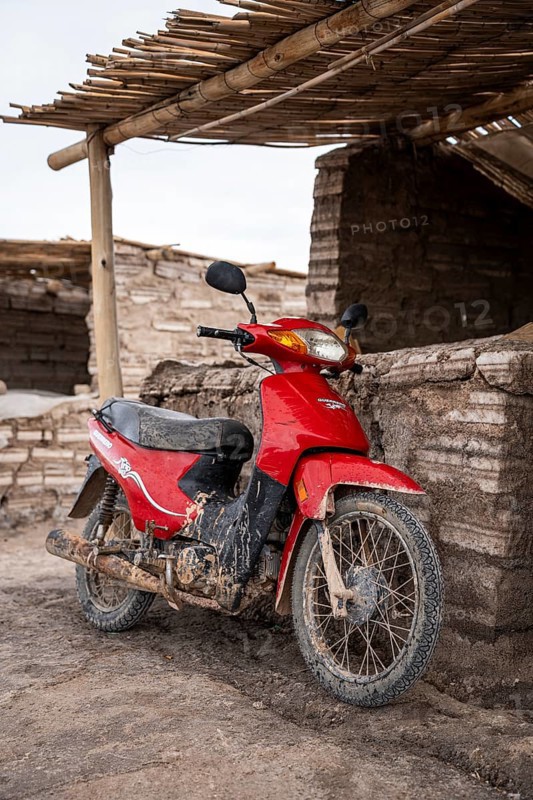 Old scooter, Salinas Grandes, Salta Province, Argentina, South America
