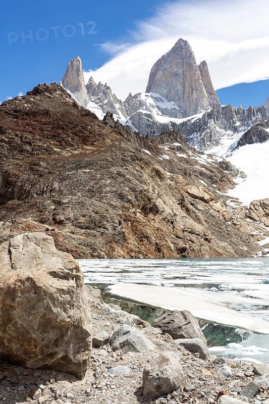 Lagoon de los Tres in front of Mount Fitz Roy, Laguna de los Tres Trail, Mount Fitz Roy, El Chaltén, Santa Cruz Province, Argentina, South America
