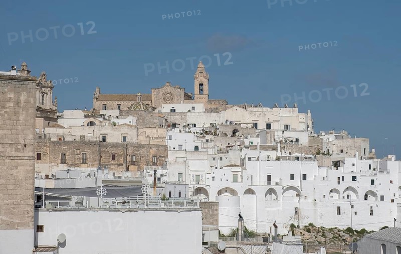 View of the famous white historic centre of Ostuni, Apulia, Italy, Europe