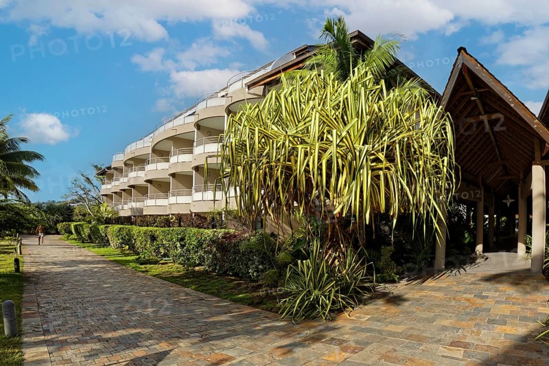 Entrance, Building, Balcony, Garden, Tropical, Path, Te Moana Tahiti Resort, Hotel, Tahiti-Nui, Tahiti, Society Islands, Leeward Islands, French Polynesia, Oceania