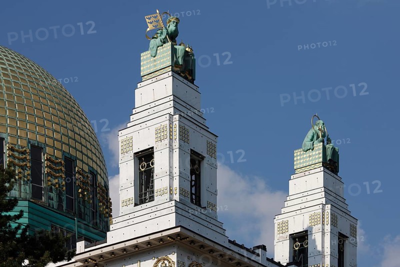 Façade turret with figures by Richard Luksch, St Leopold and St Severin, St, Saint, Saint