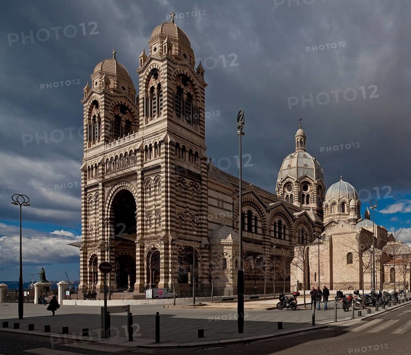 Built 1852-92, view from south-east, on the right remains of the old church Vieille Major 11th century, St., Sankt, Saint