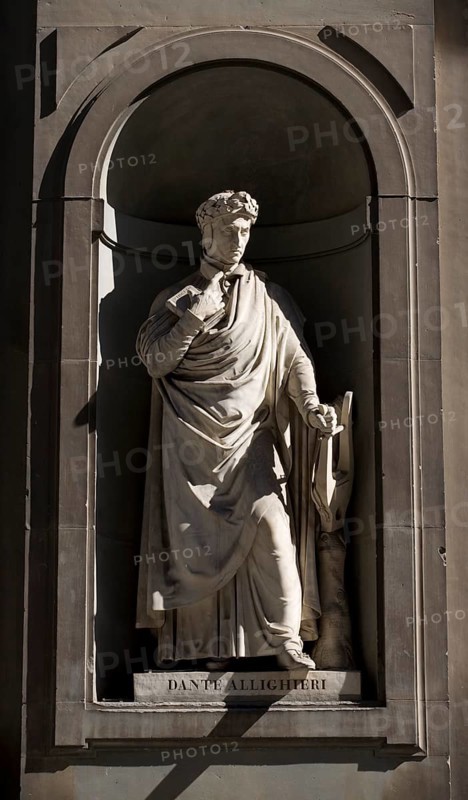 Sculpture by Dante Allighieri on the façade