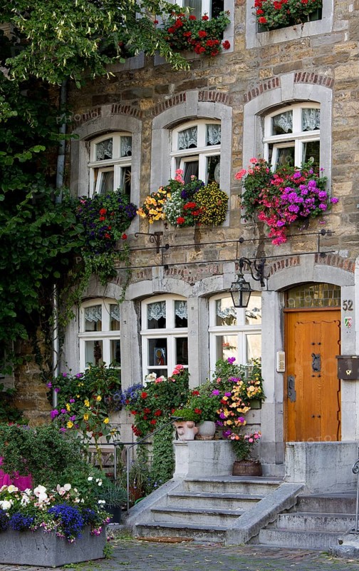 Baroque house façade with bluestone staircase
