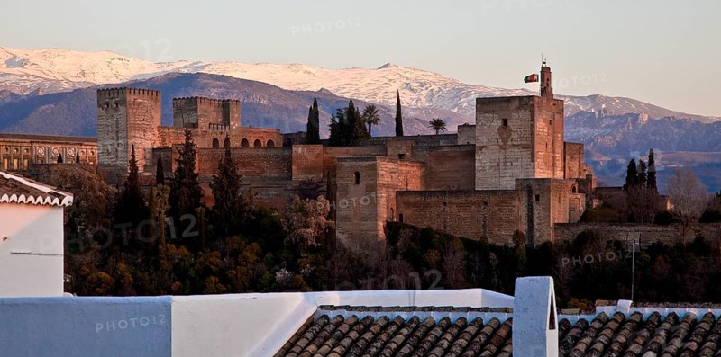 Alcazaba fortress from the north-west, with the Sierra Nevada above it
