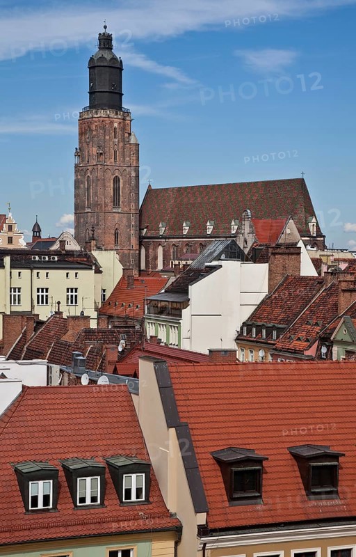 Distant view over the roofs of the old town from the south-east, tower height 90 m, St., Sankt, Saint