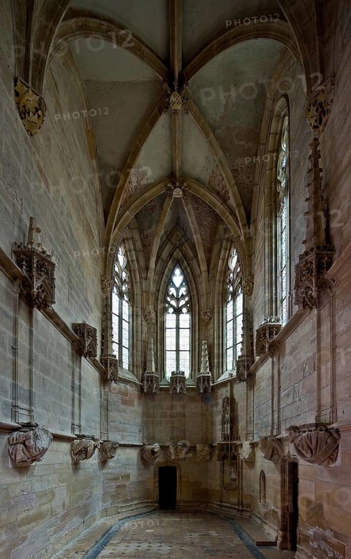 Cluny, former Benedictine abbey, remains of the abbey church of Sts-Pierre-et-Paul, begun in 1088, late Gothic Chapelle Bourbon 1456-1485 on the eastern south transept, interior view to the east, St., Sankt, Saint