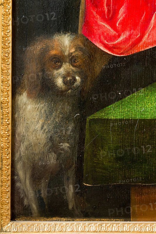 House altar of the van Kerckring family, Lübeck 1520, depiction of a dog, St., Sankt, Saint