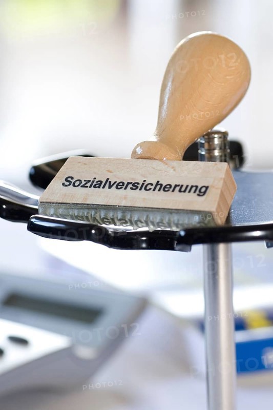 Stamp labelled social security, insurance