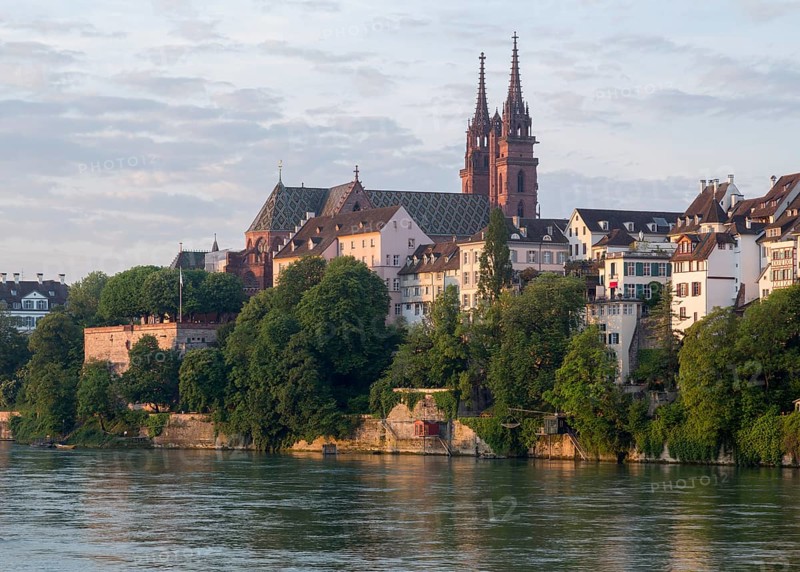 Basel, Minster (Basler Münster), view from north-east over the Rhine