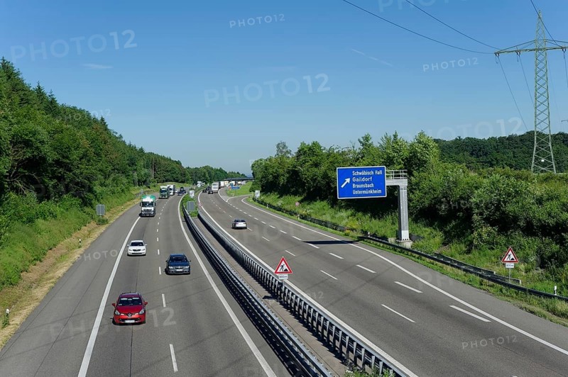 Motorway A6 near Kupferzell, car, cars, Hohenlohe, road, motorway, accident risk, Germany, Europe