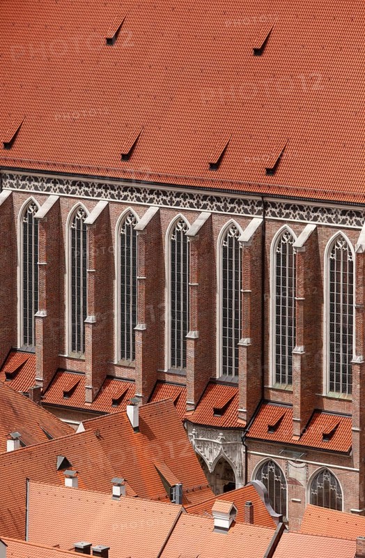 View from Trausnitz Castle to the south wall of the nave, St., Sankt, Saint