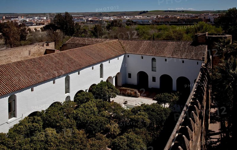 Córdoba, Alcázar de los Reyes Christianos. Fortress of the Christian Kings. View of the inner courtyard
