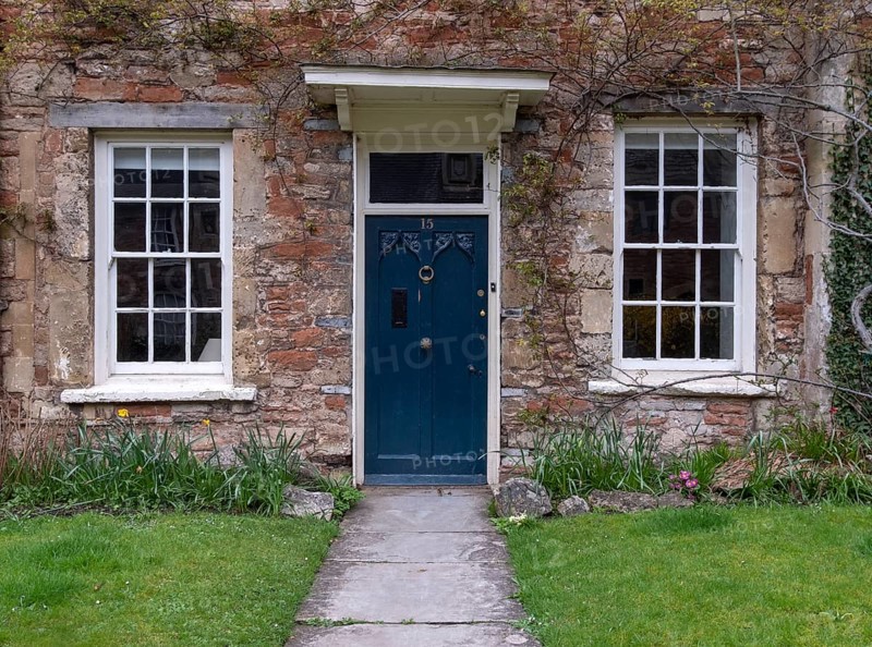 Wells, Cathedral, medieval lane Vicar's Close, oldest intact terraced house complex in Europe dating from 1348, modernised entrance