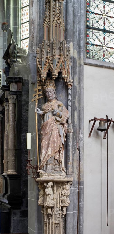 Stone figure of St Cornelius in the choir, St, Saint, Saint