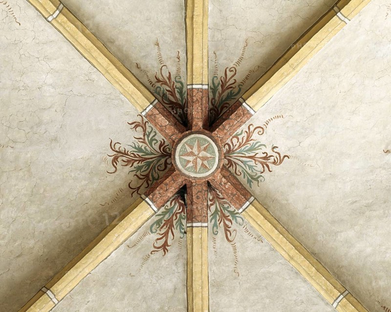Bad Birnbach. Late Gothic vault. Keystone, St., Saint, Saint