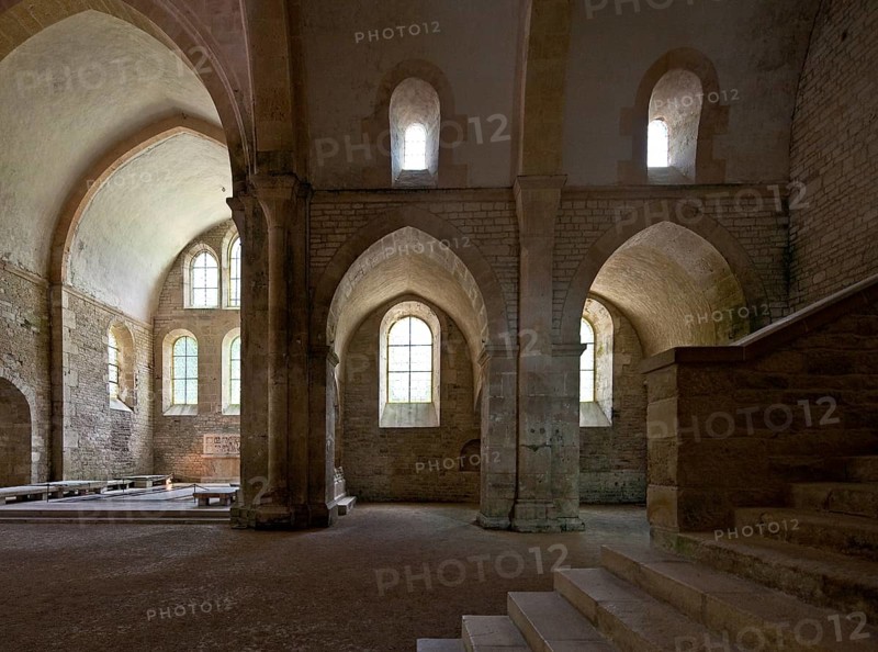Fontenay Abbey Church Staircase to the dormitory in the south transept built 1139-47 South transept facing east left Choir right Choir chapels in front Staircase to the dormitory, St, Saint, Saint