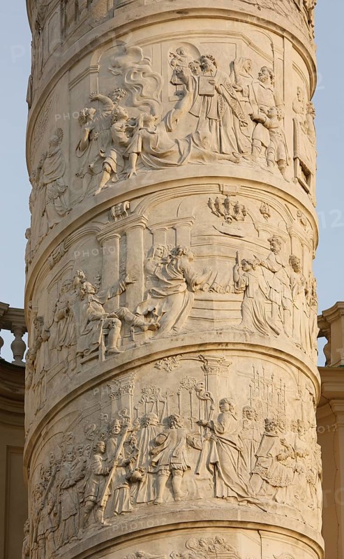 Reliefs on the triumphal columns by Johann Christoph Mader (1724-1730), scenes from the life of St Charles Borromeo, St, Saint, Saint