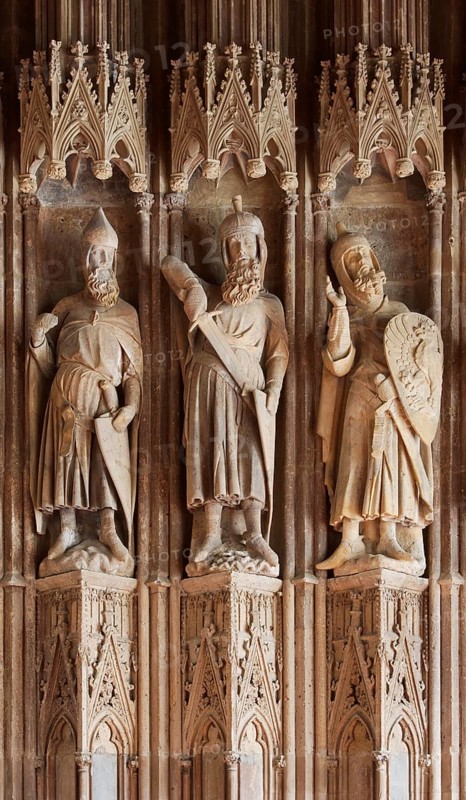 Hansa Hall, southern end wall with the so-called Nine Good Heroes, centre figures: the Jews Judas Maccabeus, David and Joshua
