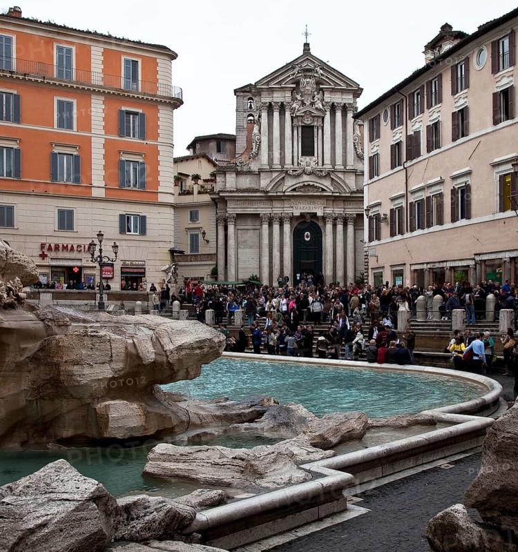 Façade by Martino Longhi the Younger, front basin of the Trevi Fountain, St., St., Saint