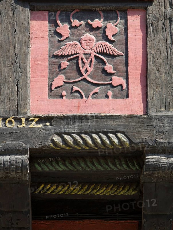 Half-timbered houses Breite Straße 39 with angel carving