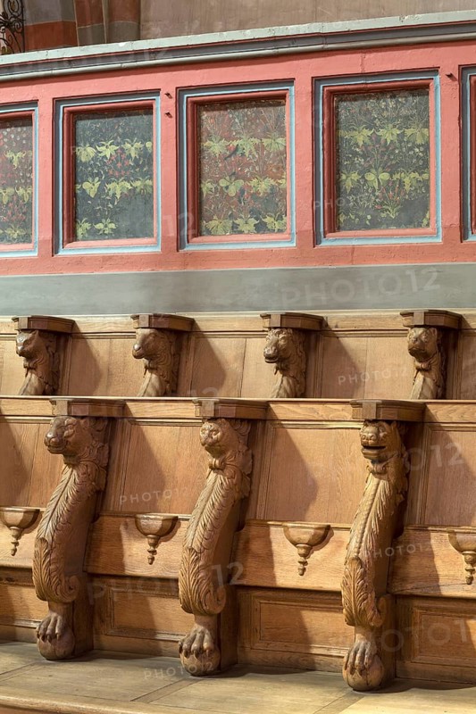 Brauweiler near Pulheim, St Nicholas Abbey Church, choir stalls with painted choir screens