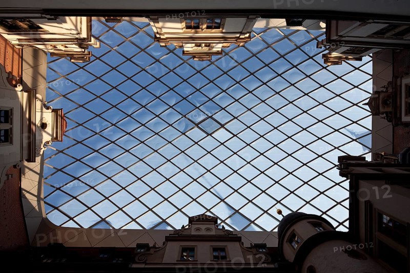 Small castle courtyard, glass roof
