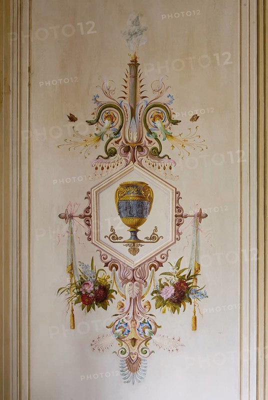 Hall on the upper floor with paintings by Benjamin and Jakob Orth, detail mural, St., Sankt, Saint