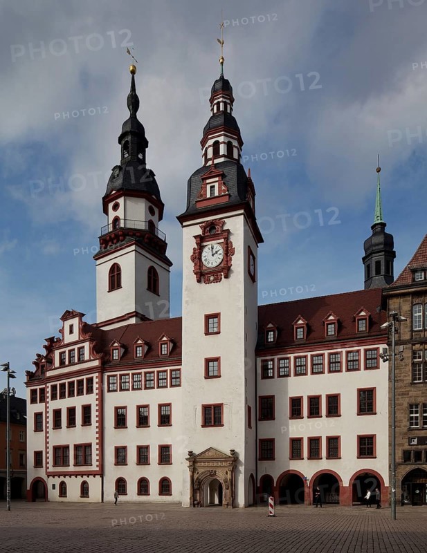 Built in 1496-98 and 1882-83, view from the south, on the left the High Tower, also the bell tower of St James' Church behind it, on the right the Saiger Tower