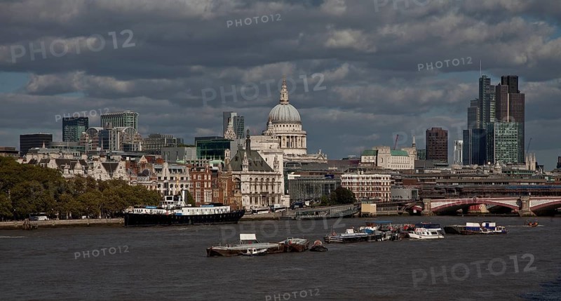 View from Waterloo Bridge to St Paul's Cathedral, in front The Old Schoolhouse, on the right Blackfriars Bridge, St, Saint, Saint