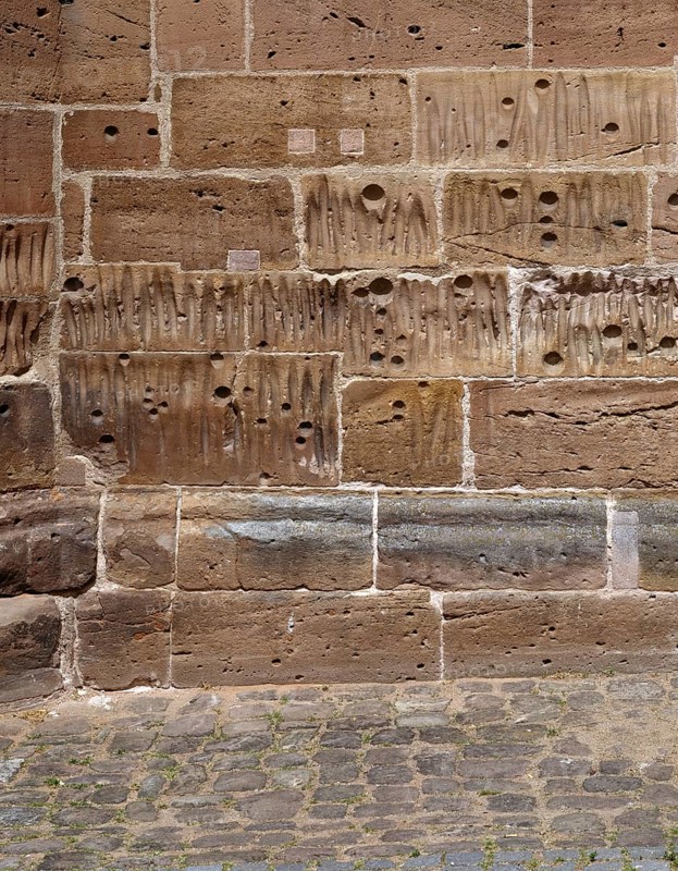 Grooves and bowls on the south-west side of the nave, St., Sankt, Saint