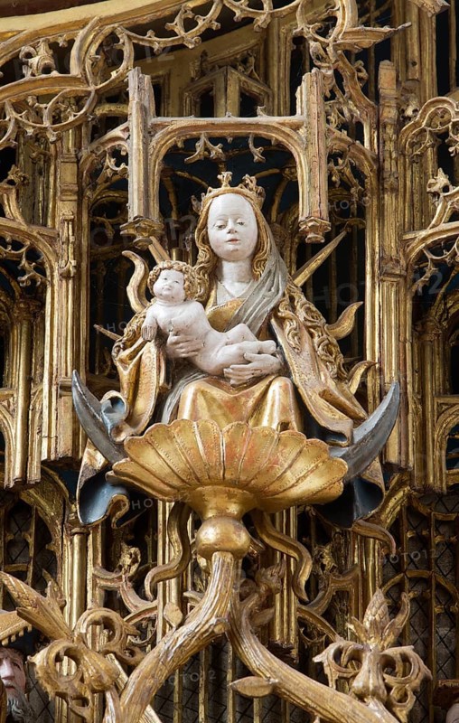 Marienretabel in the Marientidenkapelle, upper right wing: Blossom with Mother of God with child, St., Sankt, Saint
