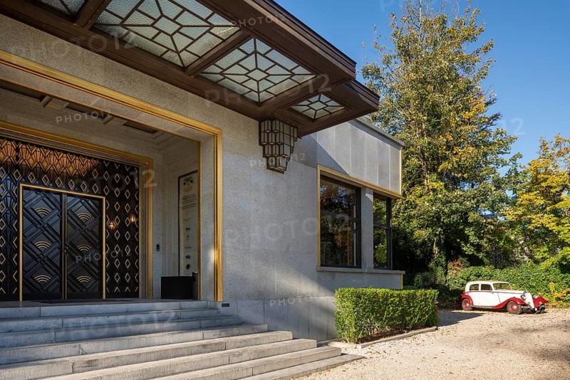 Brussels, Bruxelles, Villa Empain or hôtel Empain, built from 1930 to 1935 by Michel Polak, seat of the Fondation Boghossian since 2006, façade facing the street