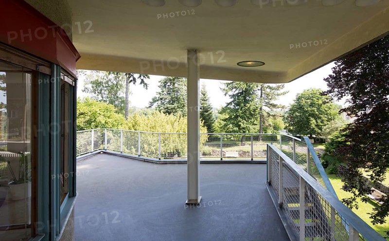 In GDR times House of Pioneers, now Scharoun House, condition after refurbishment in 2012, covered balcony on the upper floor