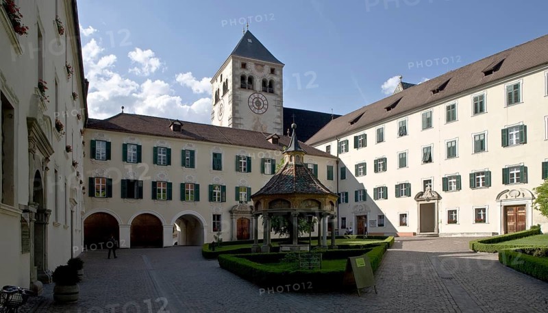 Italy S-Tyrol Neustift b Brixen Hof m Wunderbrunnen. The Neustift monastery is a monastery of the Congregation of the Austrian Augustinian Canons in Neustift near Brixen, municipality of Vahrn in South Tyrol Italy